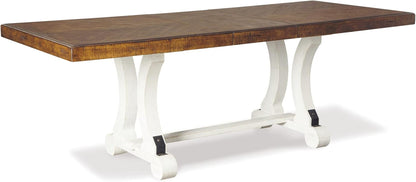 Valebeck Farmhouse Rectangular Extension Dining Table, Fits up to 8,