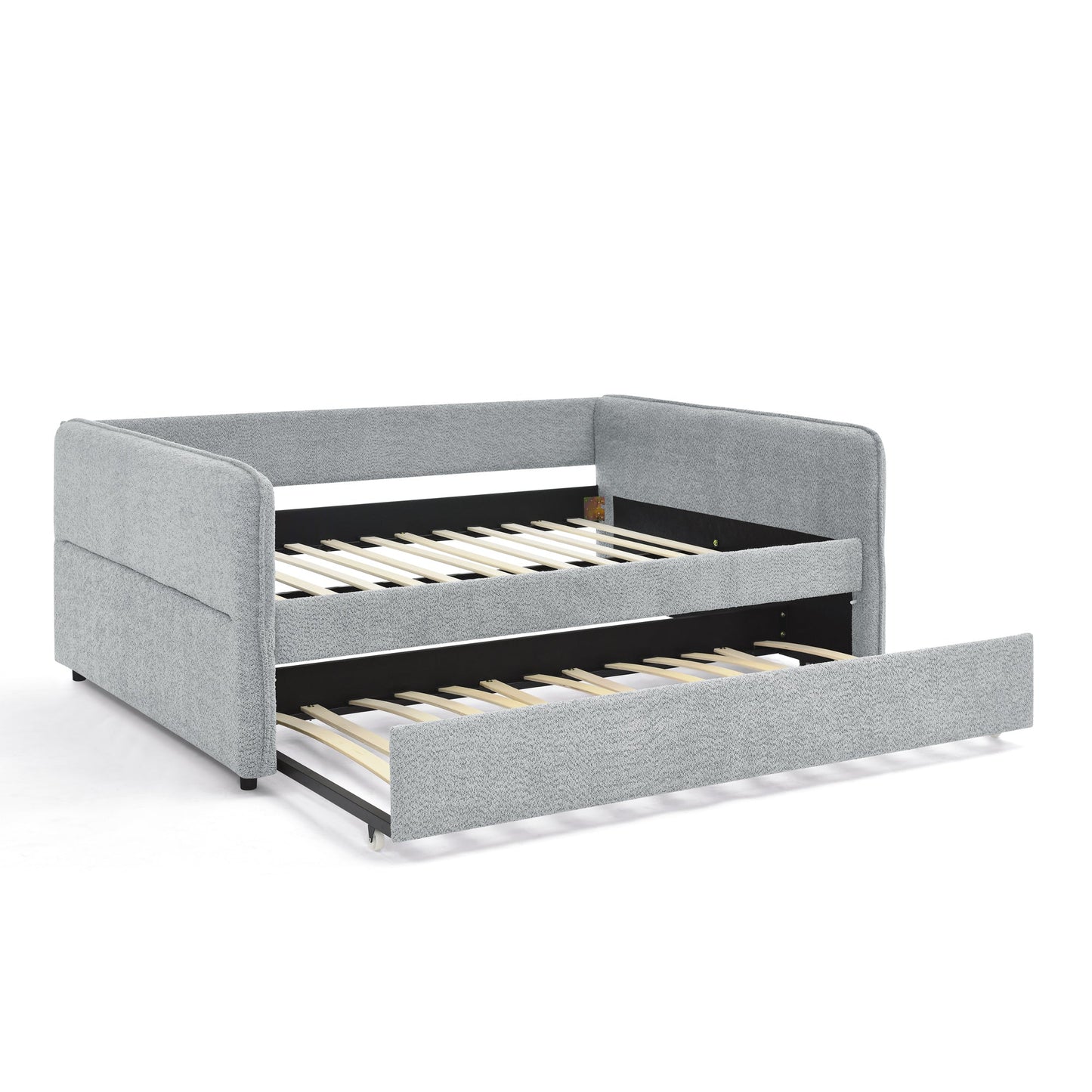 Upholstered Tufted Daybed Sofa Bed with Trundle and Convertible Design