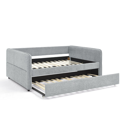 Upholstered Tufted Daybed Sofa Bed with Trundle and Convertible Design