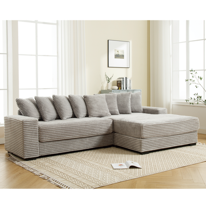 Oversized Two-Piece Couches, L Shaped Sofa, Corduroy Modular Sectional Seating