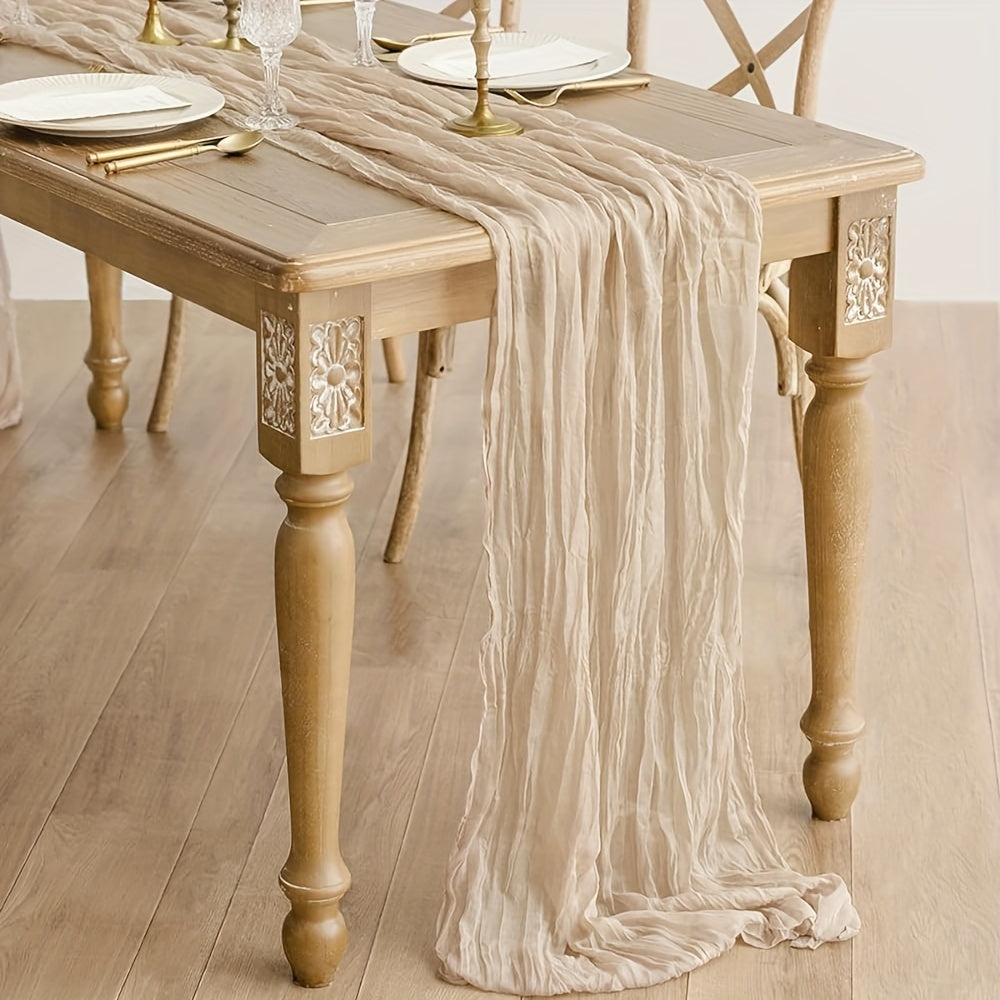 Boho Chic Solid Cheesecloth Table Runner for Events