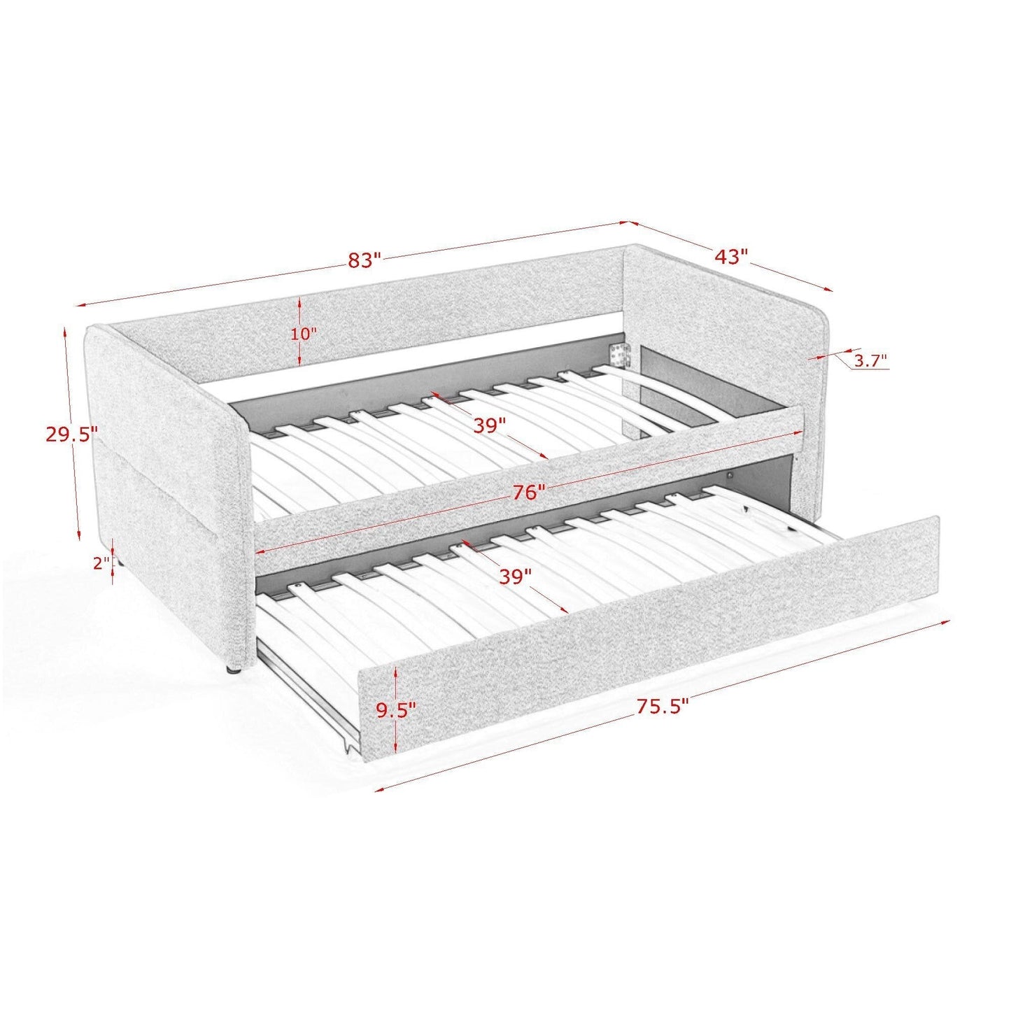 Upholstered Tufted Daybed Sofa Bed with Trundle and Convertible Design