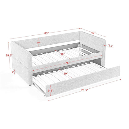 Upholstered Tufted Daybed Sofa Bed with Trundle and Convertible Design