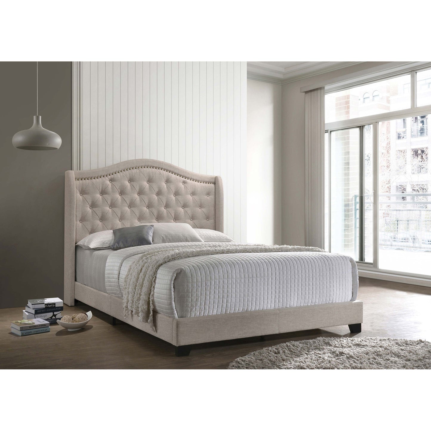Maassluis Beige Upholstered Eastern King Bed