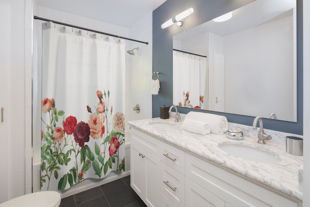 Rose Garden Shower Curtains Home Decor Floral Bathroom Textile Collection and Accents
