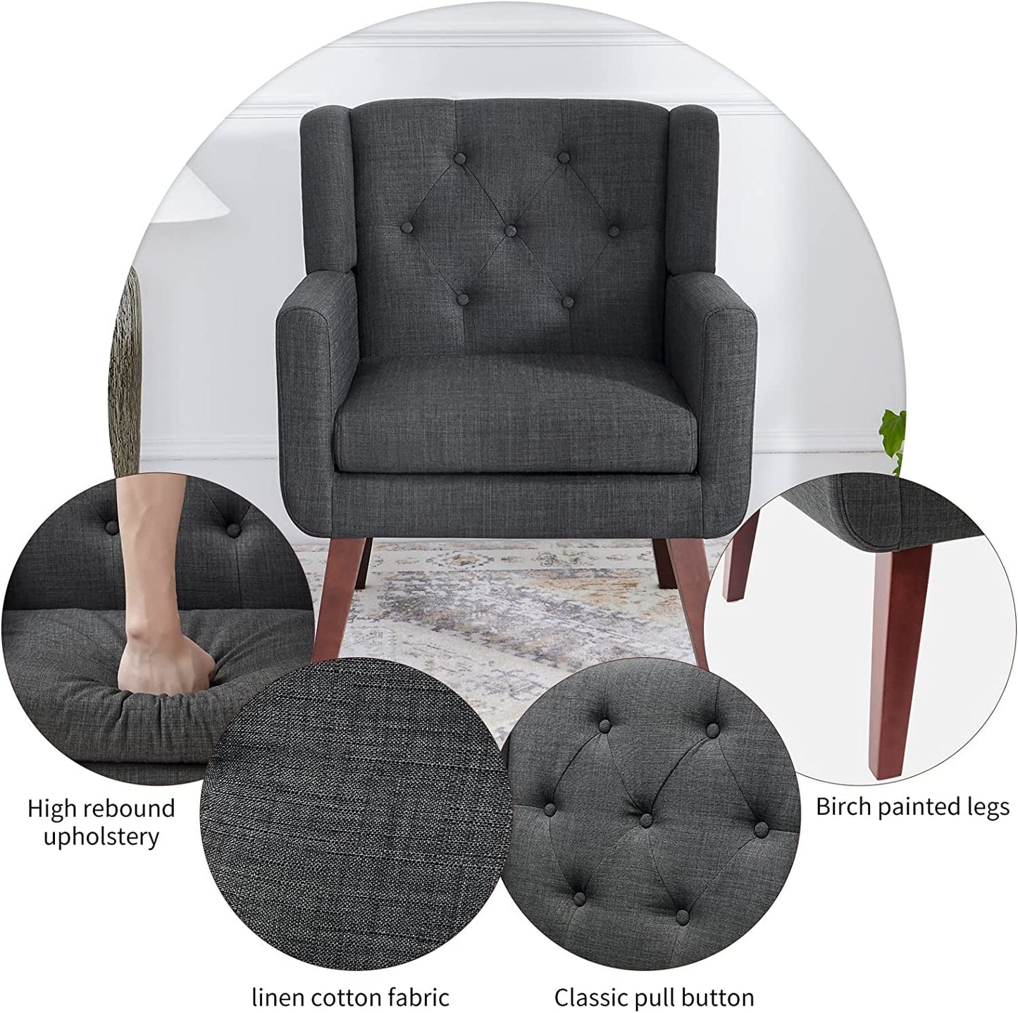 Button-Tufted Accent Chair for Comfy Living Room