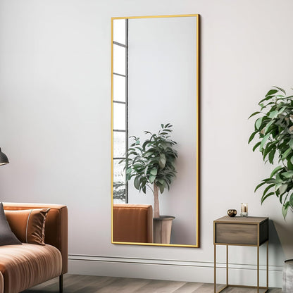 KIAYACI Arched Floor Mirror Wood Frame Wall Mounted Mirror Distressed Style Wide Frame Dressing Make up Mirror for Bathroom/Bedroom/Living Room/Dining Room/Entry/Farmhouse (Light Gray, 64" X 21")…