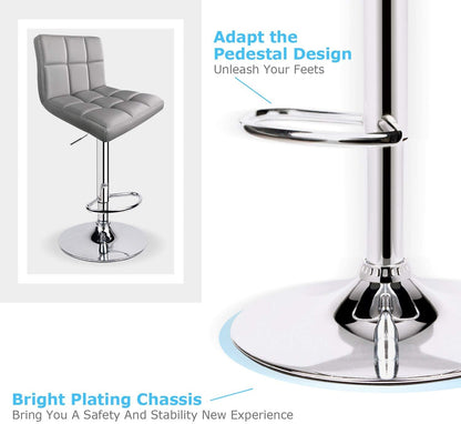 Leopard Print PU Leather Adjustable Swivel Bar Stool, Set of 2