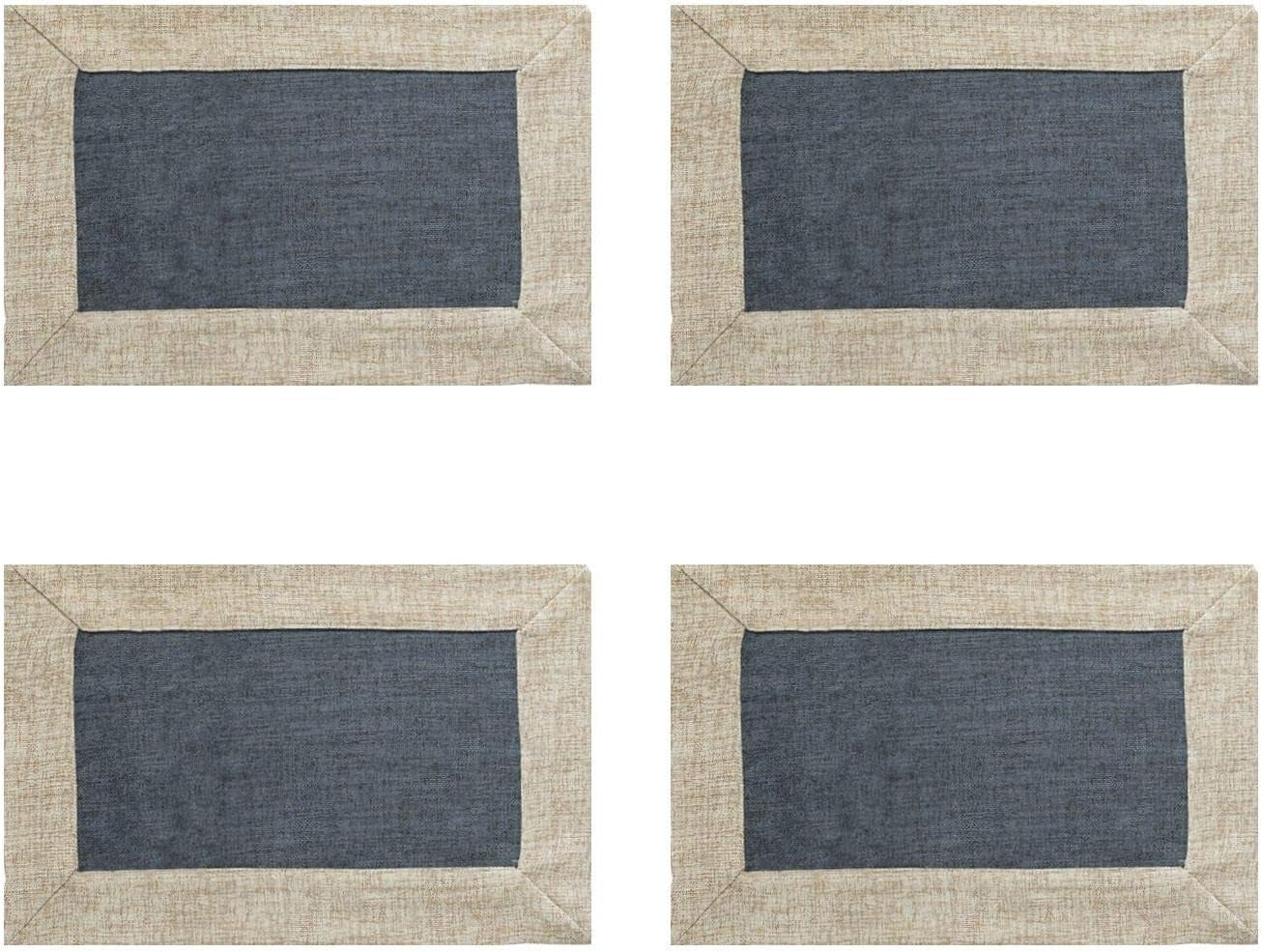 Placemats Green Cotton Linen Dining Kitchen Table Mats Set of 4 Non Slip Washable Soft Premium Coffee Mats Rectangular 11.8X17.7 Inch for Home Party Wedding Decorations Everyday Use