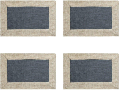 Placemats Green Cotton Linen Dining Kitchen Table Mats Set of 4 Non Slip Washable Soft Premium Coffee Mats Rectangular 11.8X17.7 Inch for Home Party Wedding Decorations Everyday Use