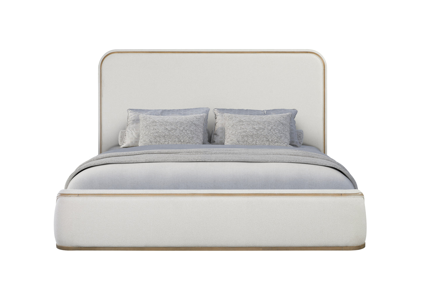 Queen Upholstered Bed - Toffee & White Sand
