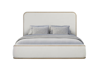 Queen Upholstered Bed - Toffee & White Sand