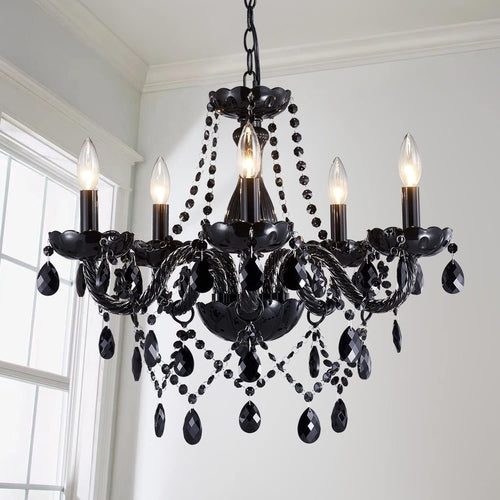 Saint Mossi Modern K9 Crystal Chandelier,Black Chandelier with 5