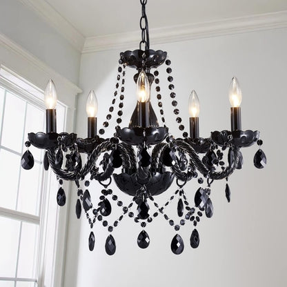 Saint Mossi Modern K9 Crystal Chandelier,Black Chandelier with 5