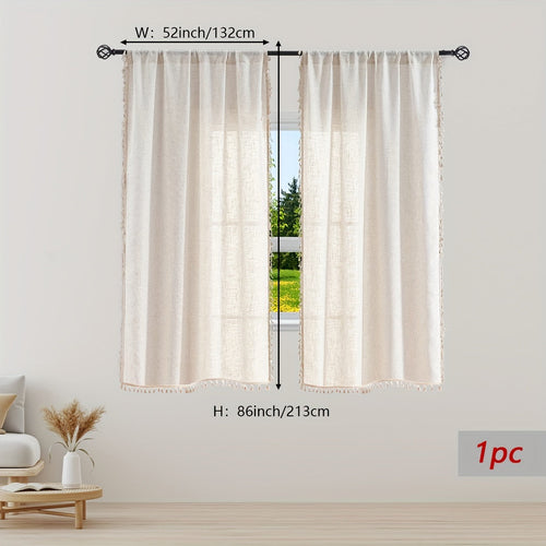 Natural Wood Bohemian Lace Curtain  Light and Privacy