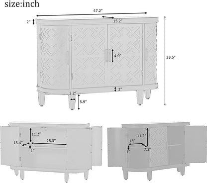 Coffee Bar Cabinet with Sliding Barn Door, 55 Inch