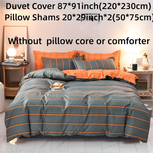 Striped Polyester Duvet Cover Set  3 Pieces UltraSoft