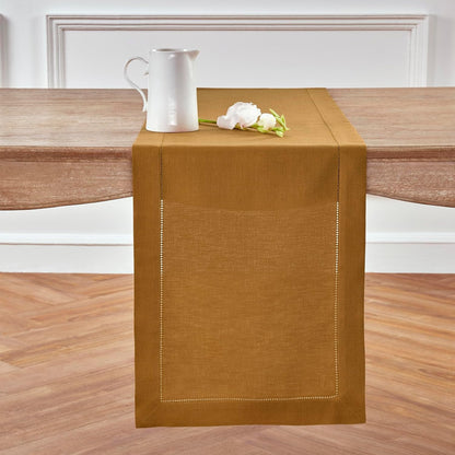 Solino Home Purple Linen Table Runner 60 Inches Long – 100% Pure Linen Classic Hemstitch Table Runner 14 X 60 Inch – Machine Washable Dining Table Runner for Valentines Day, Spring, Easter Decor