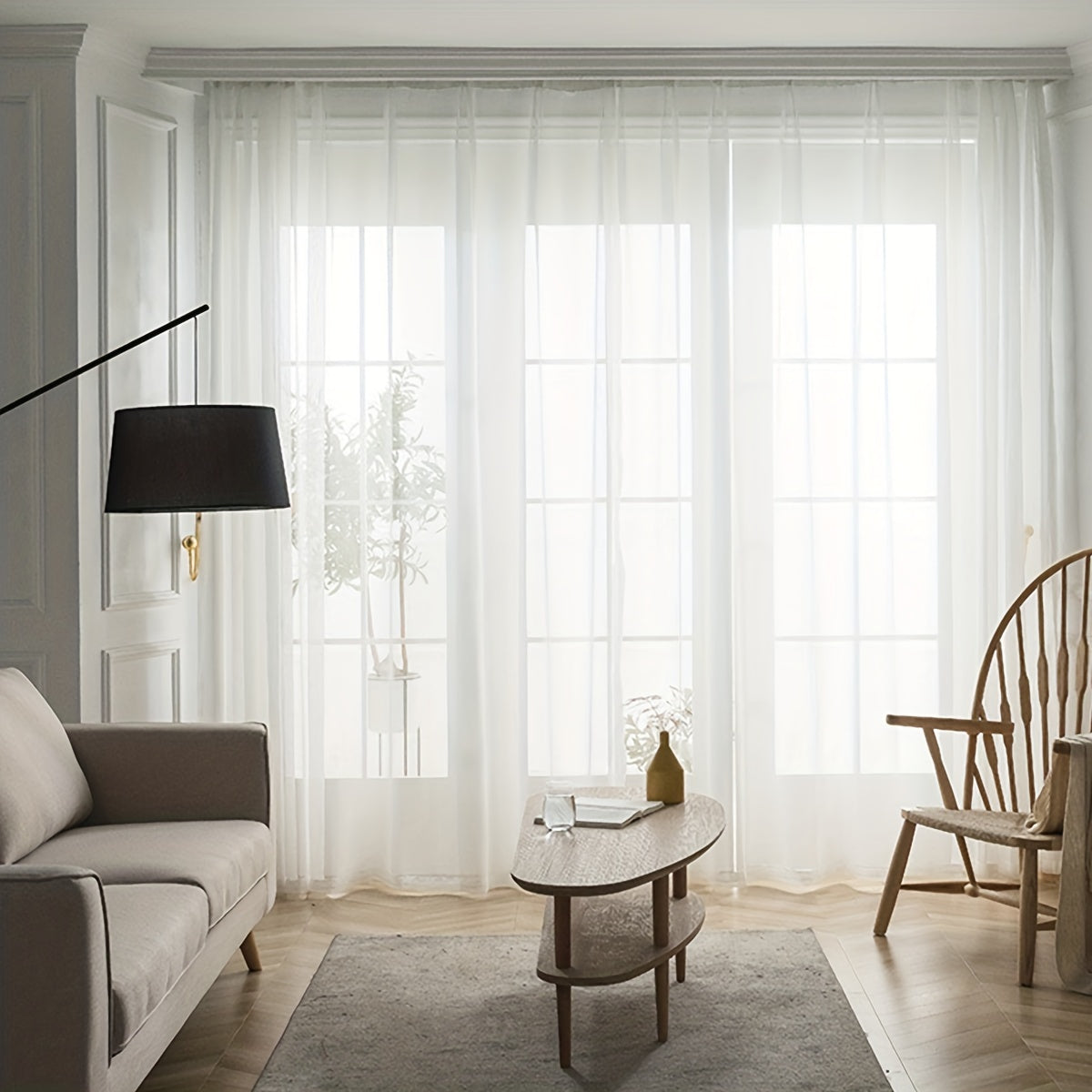 Elegant Sheer Striped Curtains  Washable Rod Pocket Design