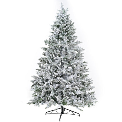 Premium 7FT Snow Flocked Hinged Artificial Christmas Tree with Fluffy