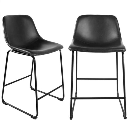 Faux Leather Counter Height Stools Island Chairs Set of 2