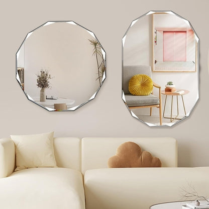 24 x 24 Frameless Beveled Edge Wall Mount Mirror - Irregular Shaped