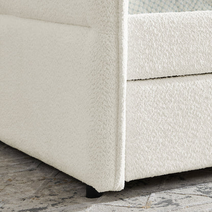 Upholstered Tufted Daybed Sofa Bed with Trundle and Convertible Design