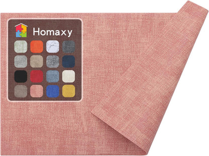 Homaxy Faux Leather Heat Resistant Placemats for Dining Table Set of 6, Waterproof Wipeable Washable PU Table Mats, Easy to Clean Anti-Slip Place Mats, 11.8" X 17", Beige