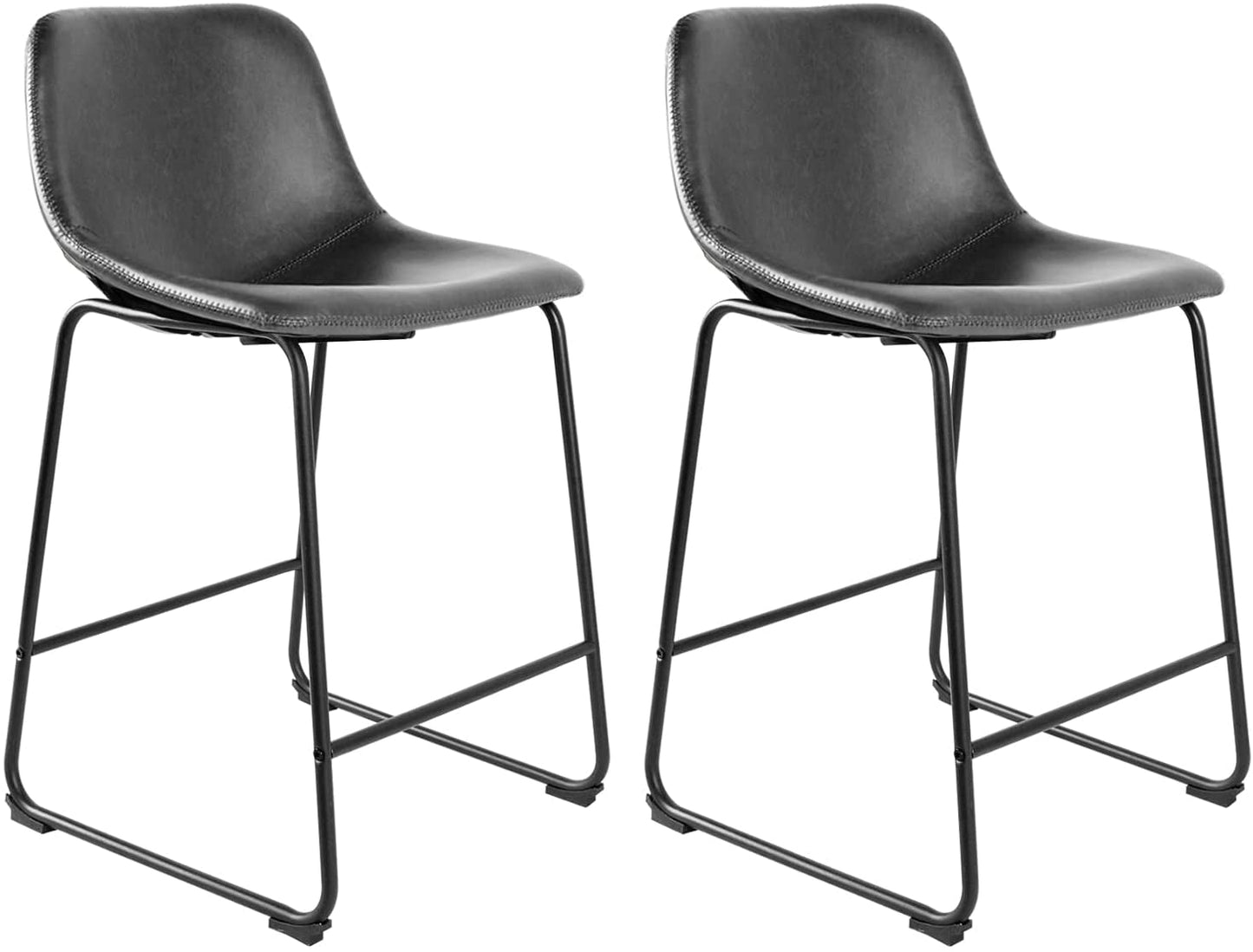 Vintage Style Grey Counter Height Stools Set of 2 with Backs