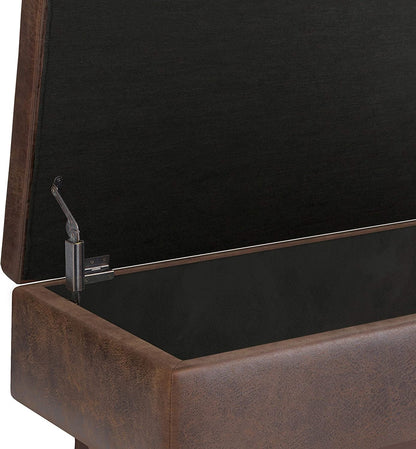 Mid Century Modern Storage Ottoman in Chestnut Brown