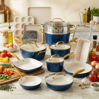 Gotham Steel Pro Hammered Collection 20-Piece Navy