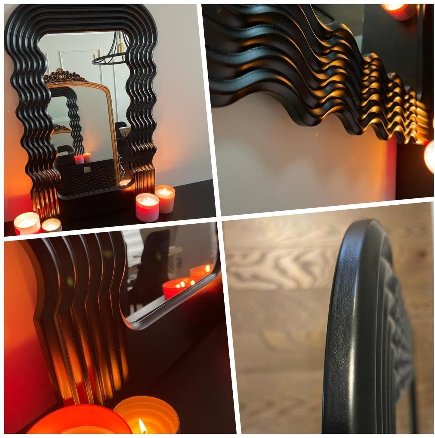 Virgo Black Wooden Framed Decorative Mirror - 36X24 Asymmetric