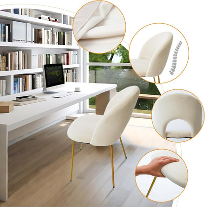 Velvet Seat Chair with Metal Legs for Kitchen Dining Room, Pack of 2.