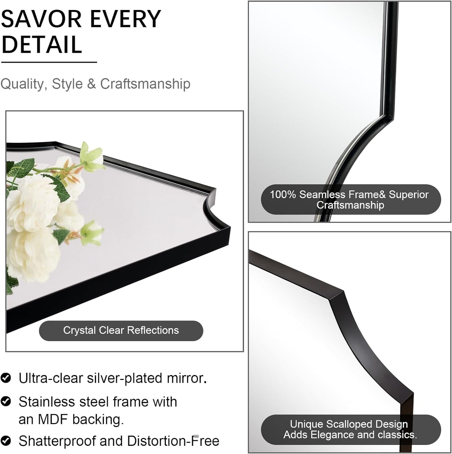 Stainless Steel Frame Black Vanity Mirror, Irregular Wall Mirror,