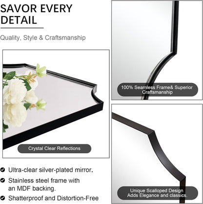 Stainless Steel Frame Black Vanity Mirror, Irregular Wall Mirror,