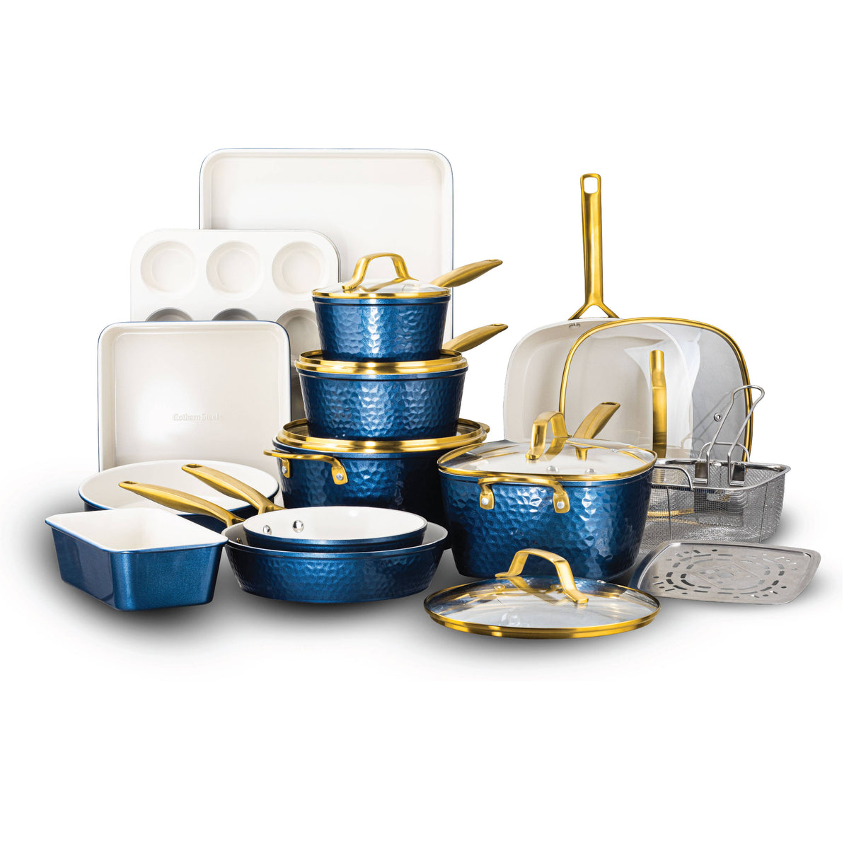 Gotham Steel Pro Hammered Collection 20-Piece Navy