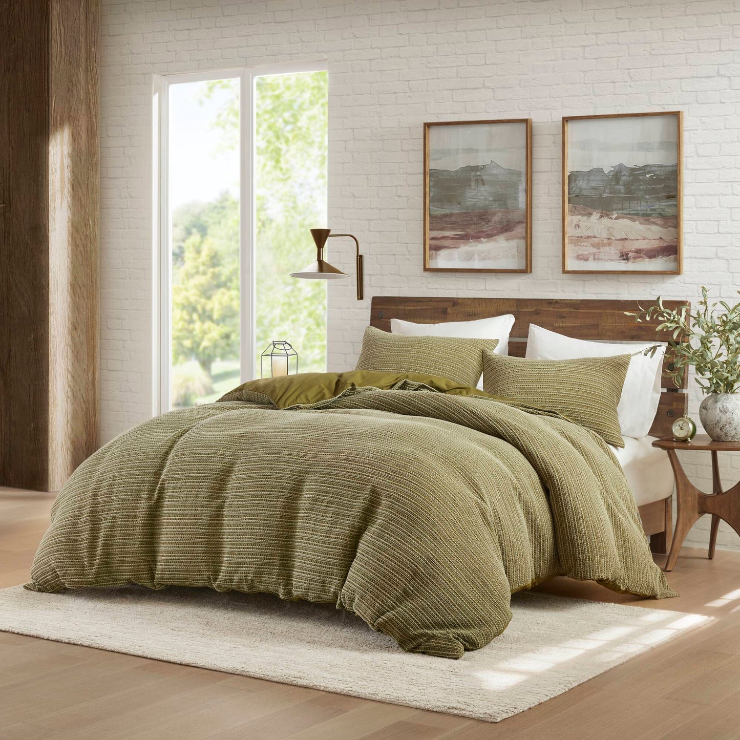 3PCS King/Cal King Waffle Washed Duvet Set