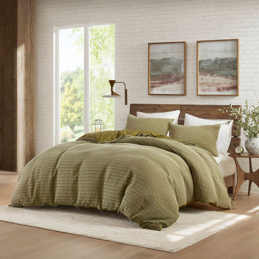 3PCS King/Cal King Waffle Washed Duvet Set
