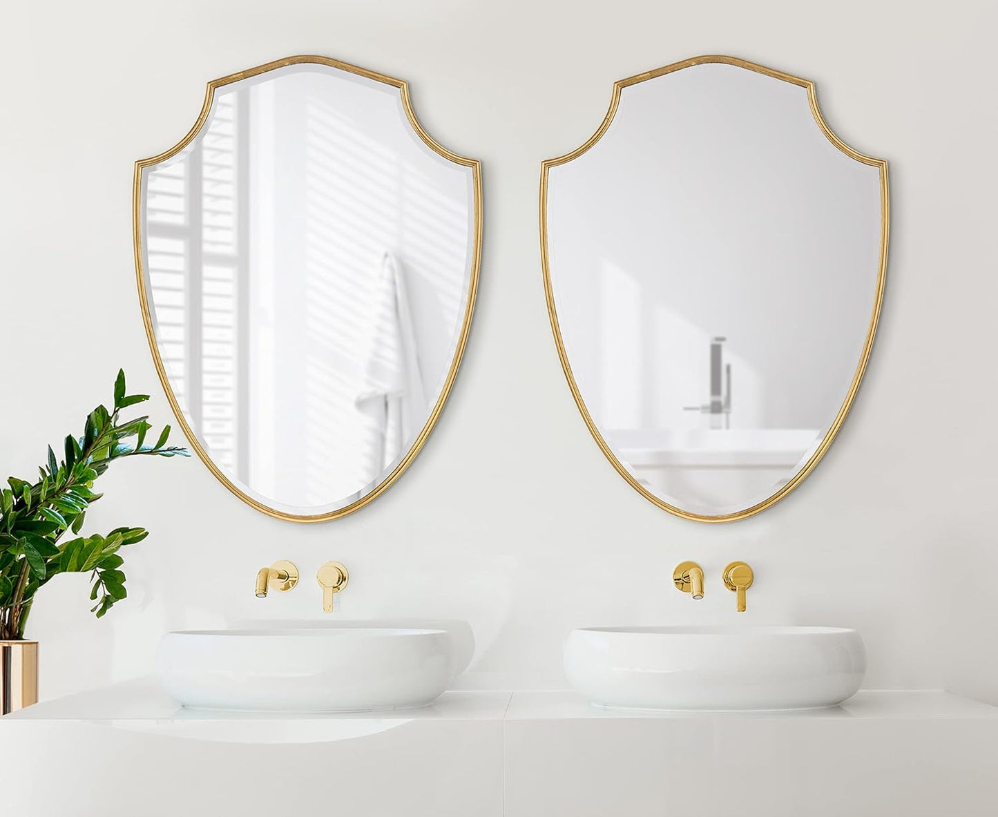 Caskill Elegant Gold Metal Shield Wall Mirror, 24 X 32, Decorative