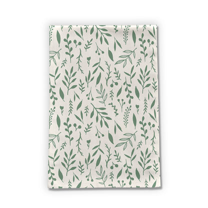 Green Falling Leaves Tea Towel