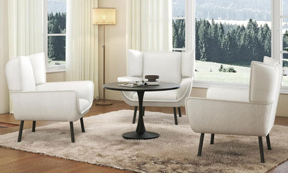 Chair Set- Upholstered Living Room Chair with High Wingback, White Corduroy Chair Set of 3