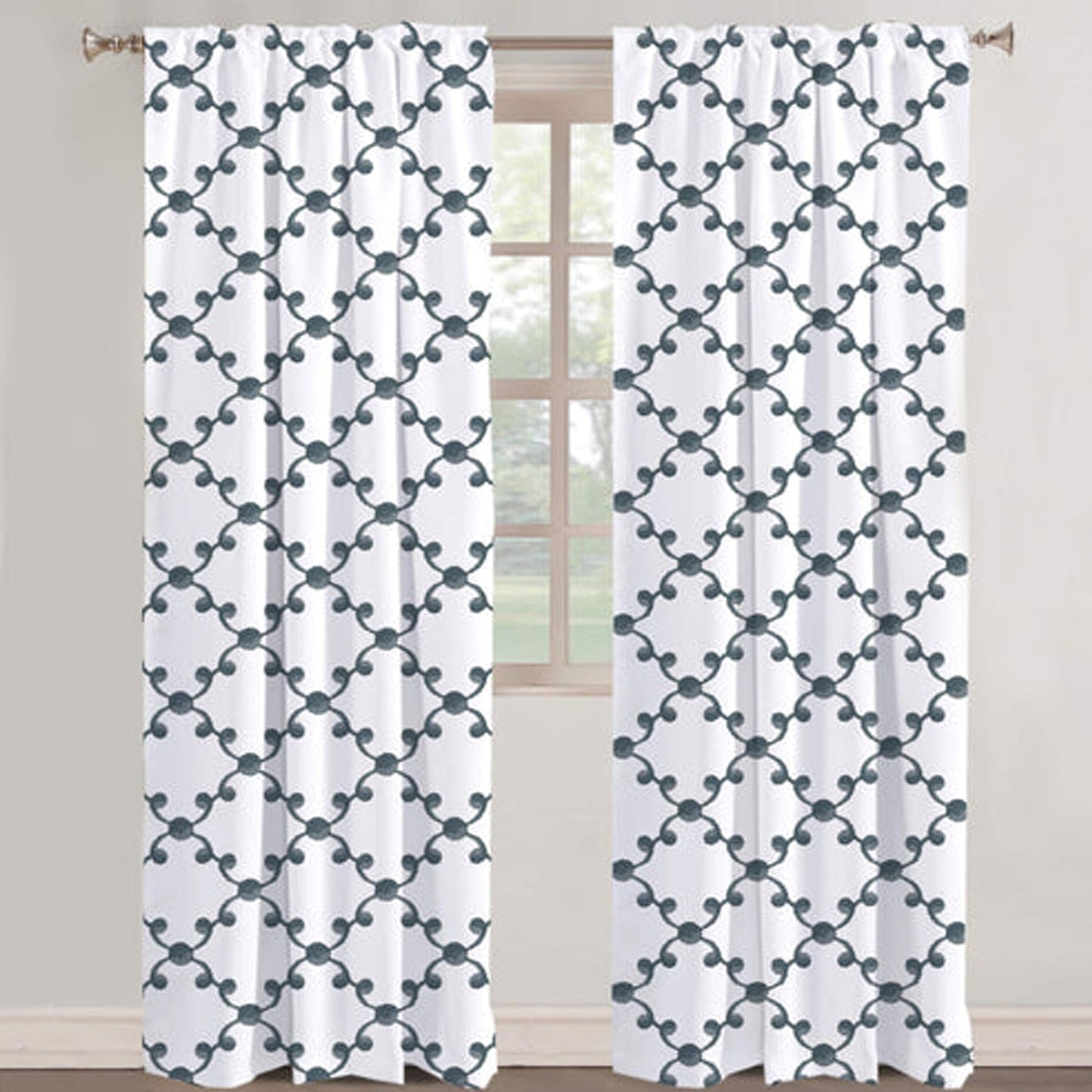 Alethea - Set of 2 Panels Crewel Embroidered Curtains | Linen Cotton
