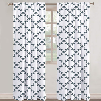 Alethea - Set of 2 Panels Crewel Embroidered Curtains | Linen Cotton