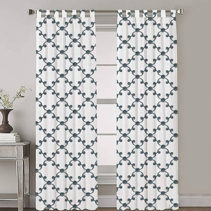 Alethea - Set of 2 Panels Crewel Embroidered Curtains | Linen Cotton