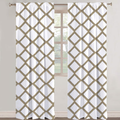 Althea - Set of 2 Panels Crewel Embroidered Curtains | Linen Cotton