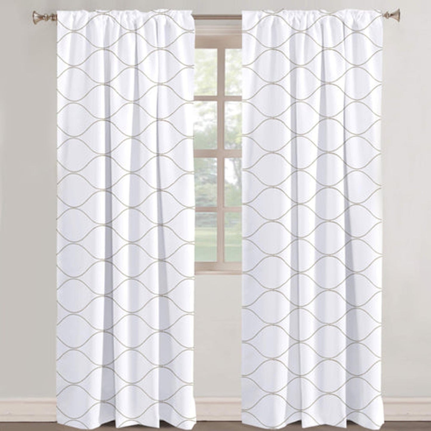 Amara - Set of 2 Panels Crewel Embroidered Curtains | Linen Cotton Mix