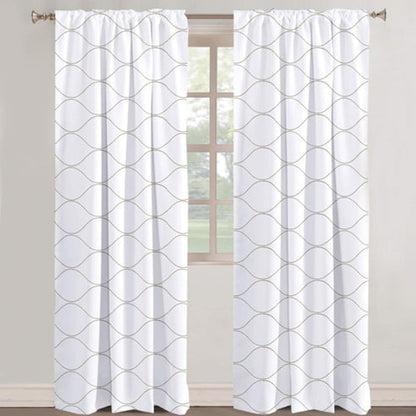 Amara - Set of 2 Panels Crewel Embroidered Curtains | Linen Cotton Mix