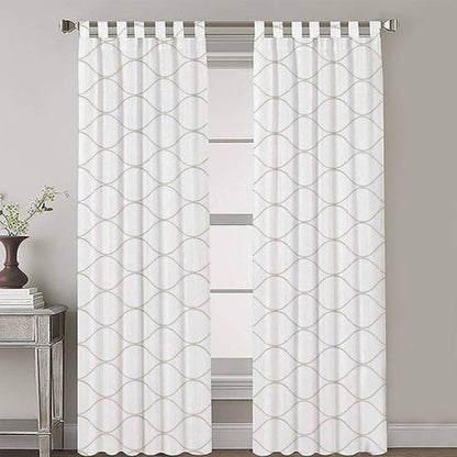 Amara - Set of 2 Panels Crewel Embroidered Curtains | Linen Cotton Mix