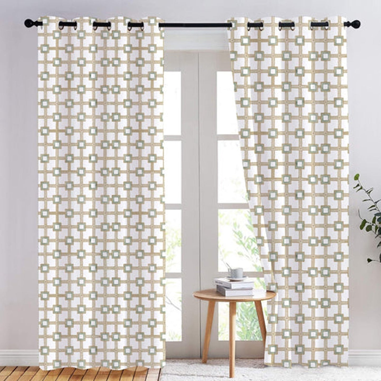 Amaris - Set of 2 Panels Crewel Embroidered Curtains | Linen Cotton