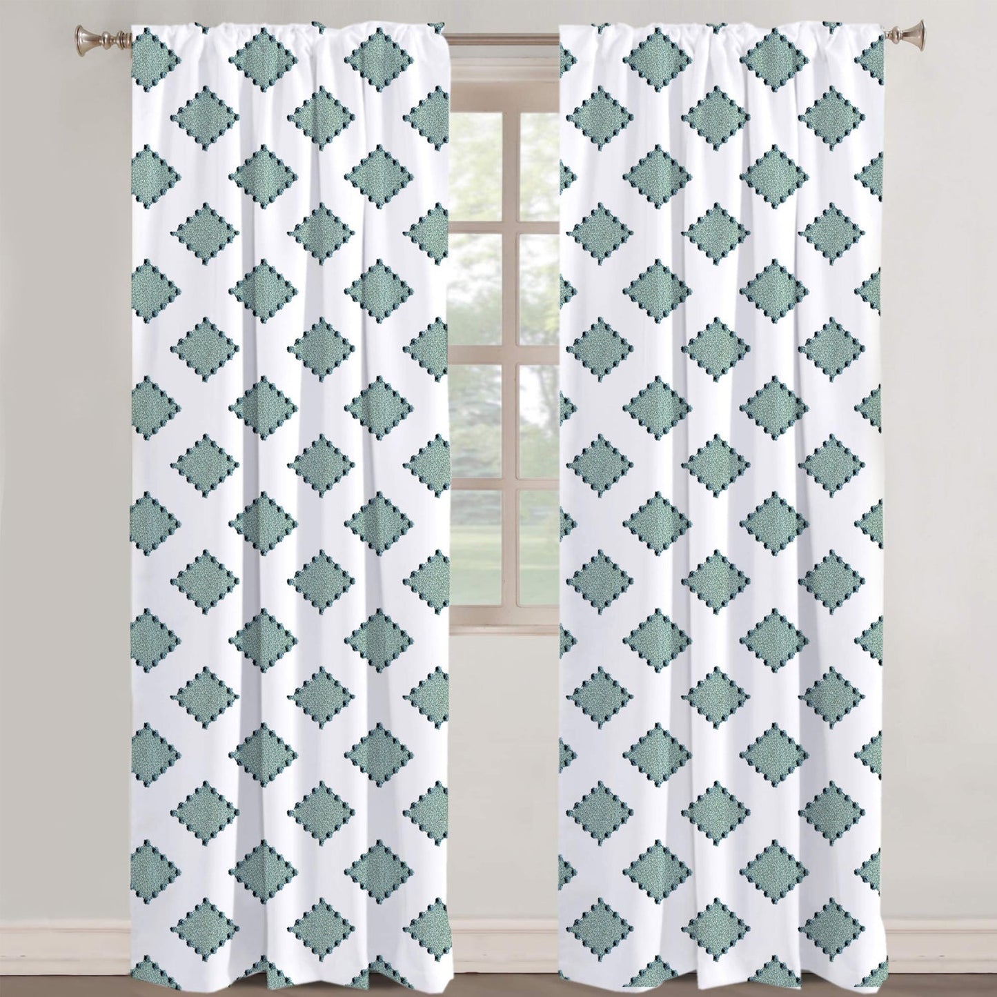 Anna - Set of 2 Panels Crewel Embroidered Curtains | Linen Cotton Mix